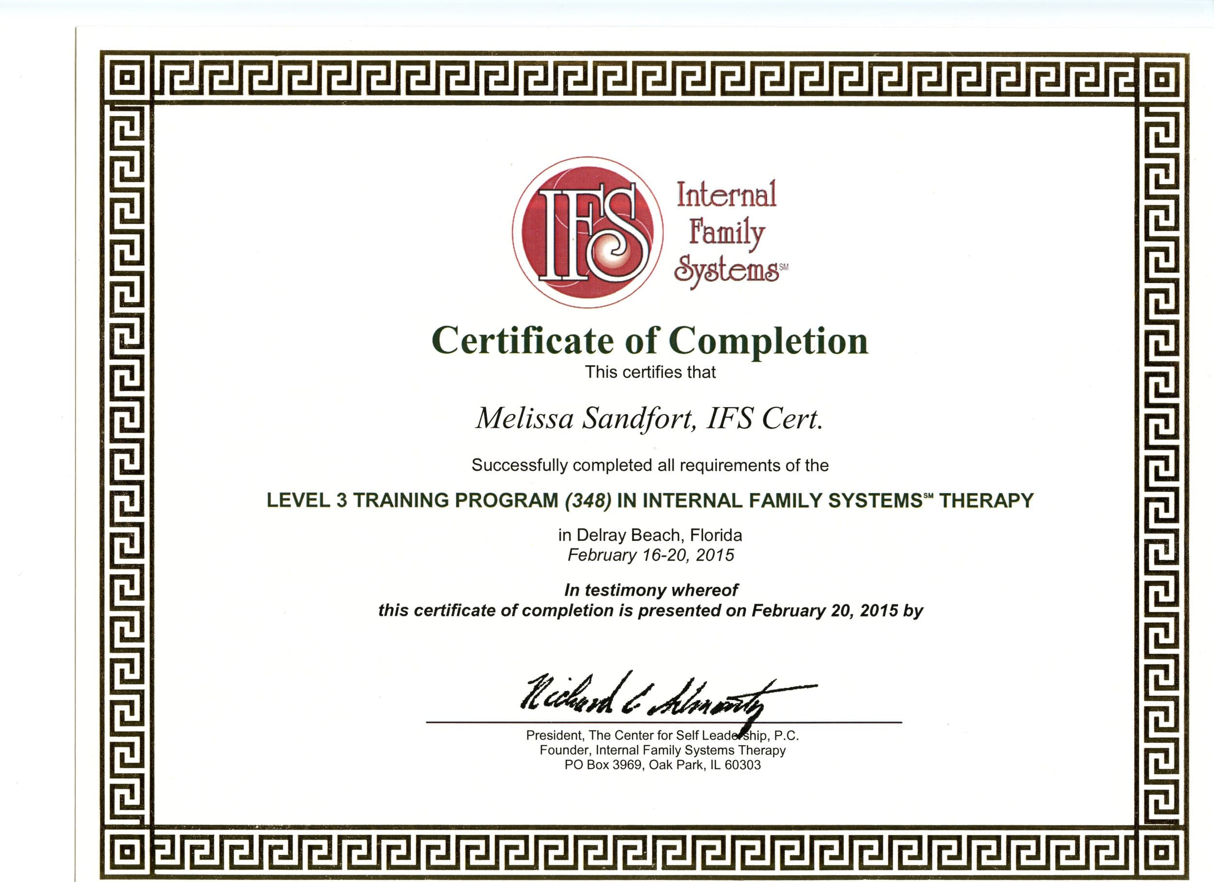 IFS Level 3 Certificate — Florida