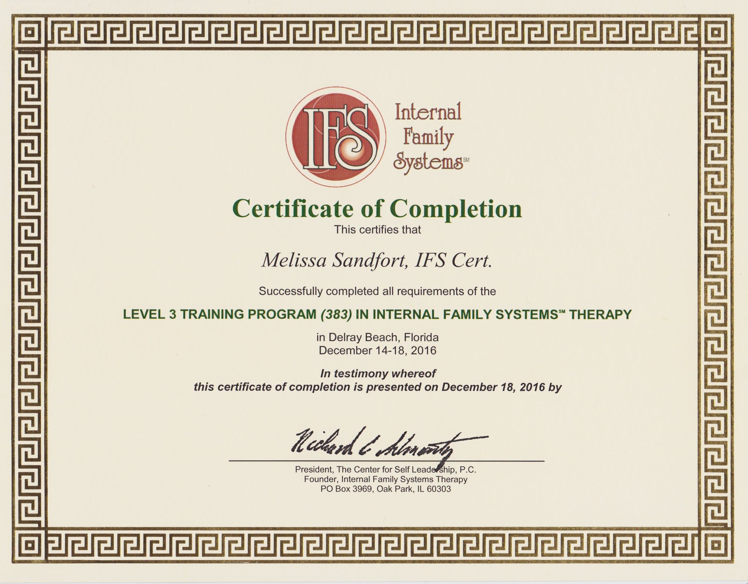 IFS Level 3 Certificate — Florida