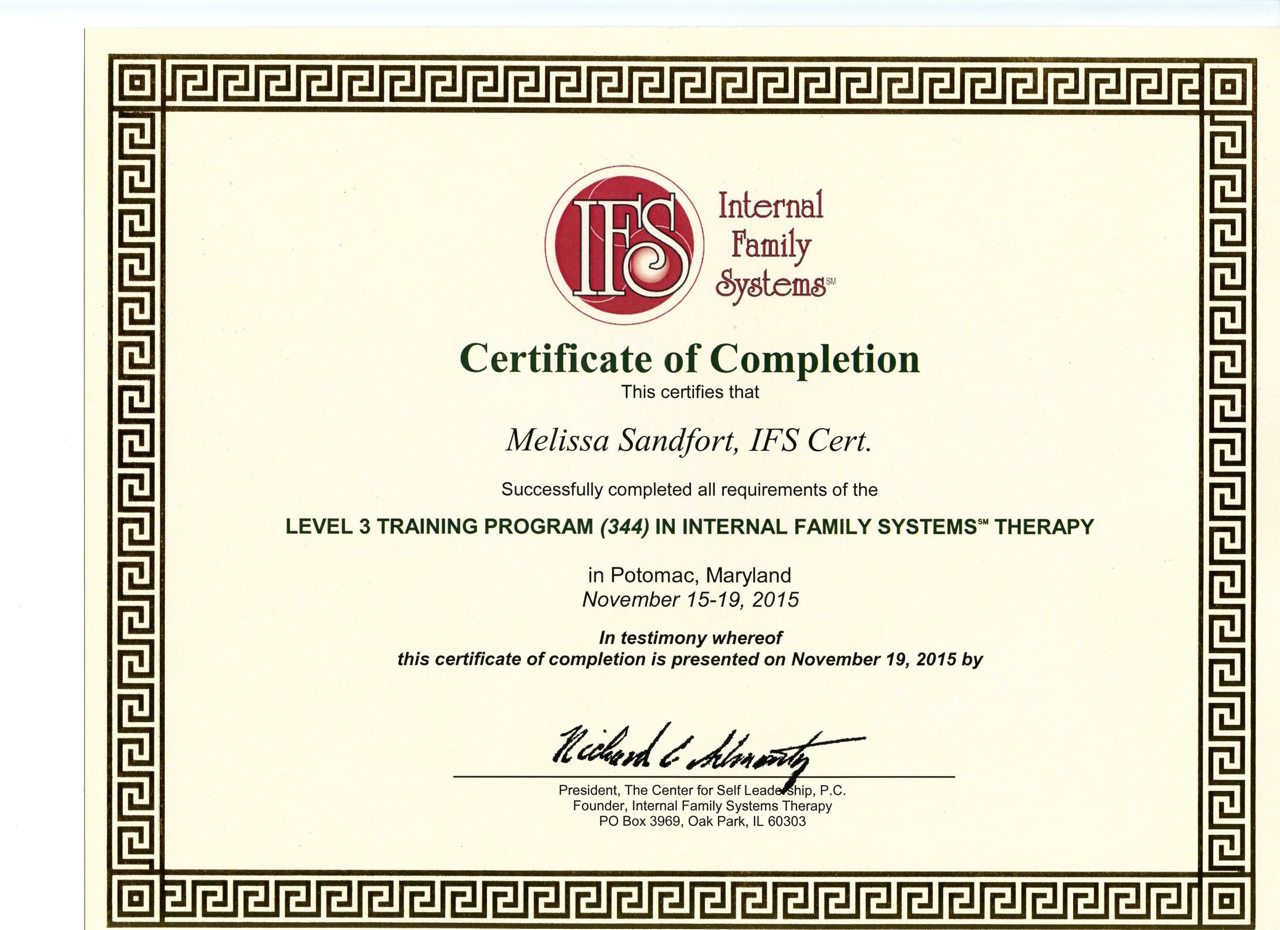 IFS Level 3 Certificate — Maryland