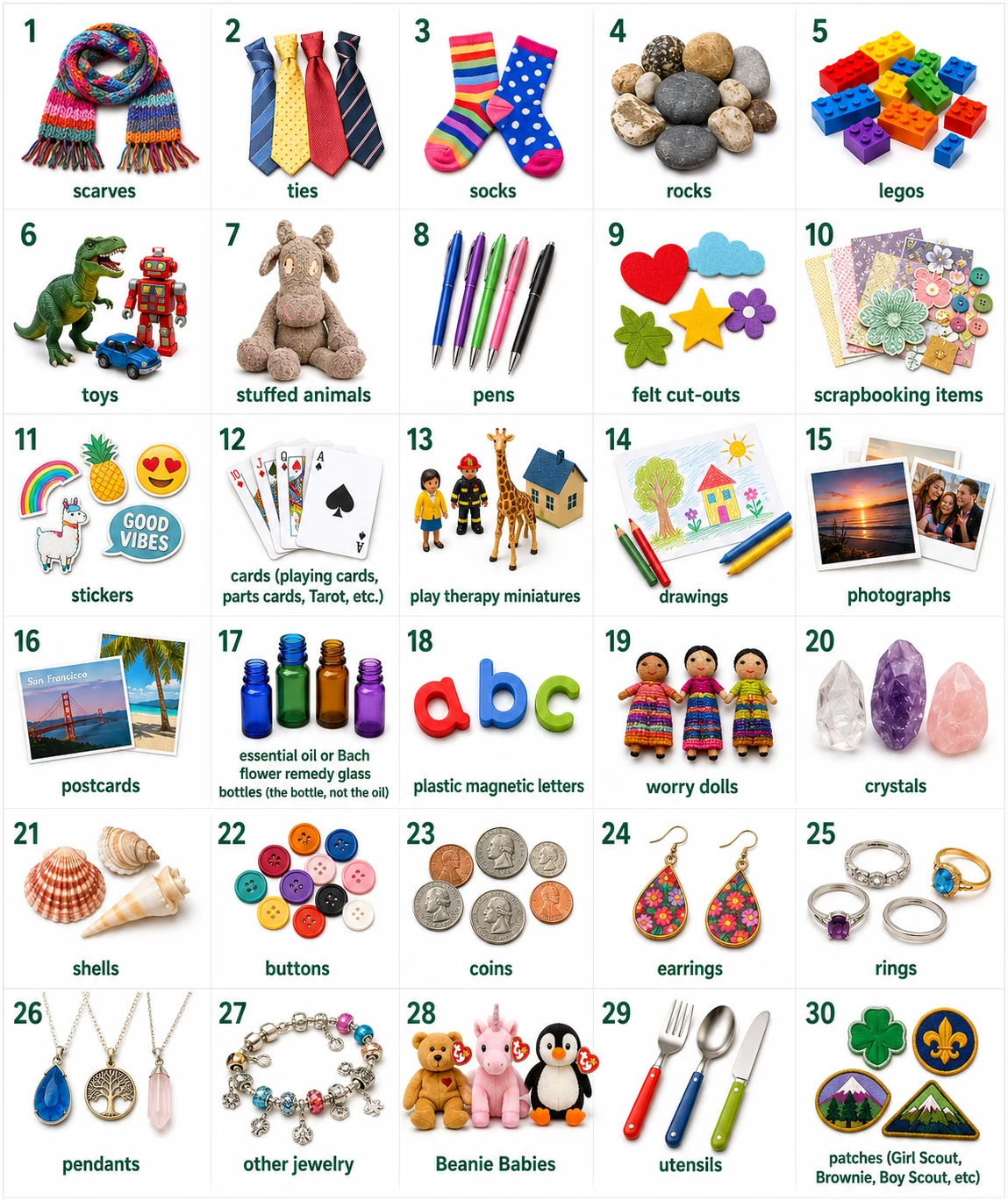 A colorful collection of finger puppets used for IFS parts work